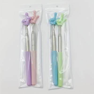 TEMU Adjustable Telescopic Teaching Pointer Sticks - 2 Pcs, Stainless Steel Body, Ideal For Classroom Use Image