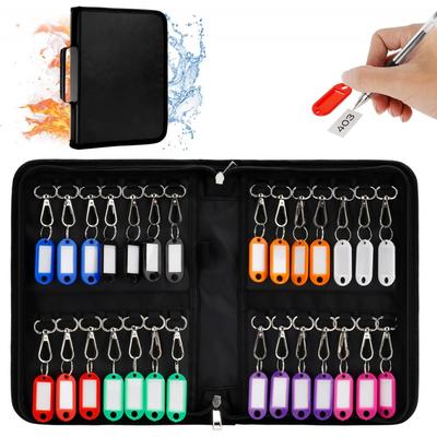 TEMU Key Case With Zipper, Wall -mounted Key Storage Key With 28 Hooks And Labels, Portable Key Organizer For Car, Hotel, Office, House, Garage Image