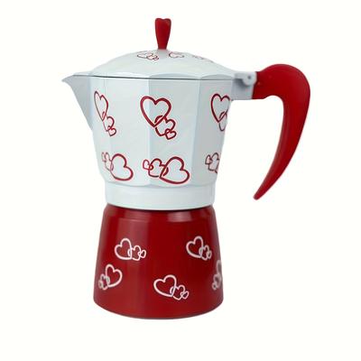 TEMU Gmbin Italian Coffee Maker - Aluminum, With Heart Patterns, Ideal For Home Use, Or Pour-over Brewing, Coffee Maker Accessories Image