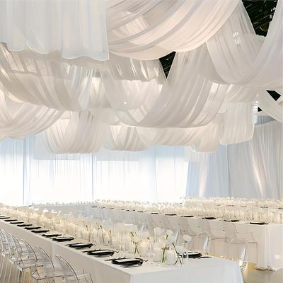 TEMU 1pc Large Chiffon White Net Wedding Arch Curtain - Versatile Tulle Backdrop For Wedding Celebrations, Birthdays, Anniversaries, And More - Indoor/ Outdoor Decoration Image