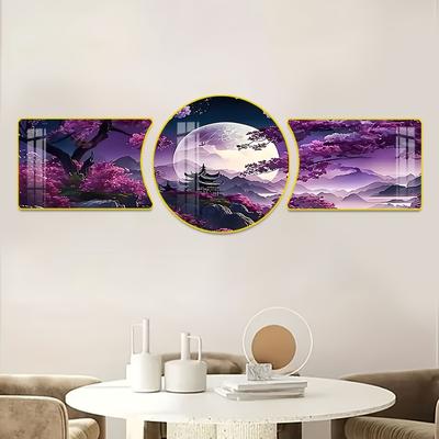TEMU 3pcs,modern Abstract Landscape Oil Painting On Canvas, Wall Art, Canvas Art, Vintage Ink, Living Room And Home Art Print Wall Hangings With Frame Image