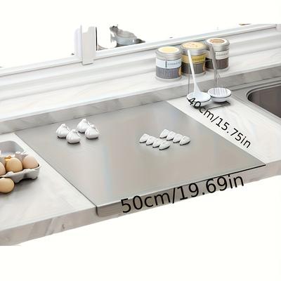 "TEMU Stainless Steel Kitchen Chopping Board - 0.39" , Non-slip, Food Prep Mat For - Perfect Gift, Non-conductive" Image