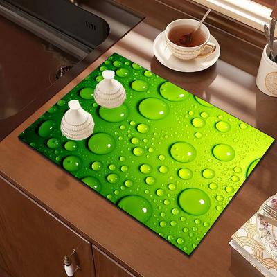 TEMU 1pc Green Pattern Personalized Absorbent Drying Mat Suitable For Racks, Coffee Machine Drying Mats, Kitchen Drainage Mats, And Kitchen Accessories. Image