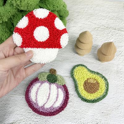 TEMU 3pcs Hand U Journey Punch Needle Embroidery Kits, Diy Felt Mushroom, Avocado & Pumpkin Designs, Includes 2.2mm Needle, Embroidery Floss & Plastic Hoop, With Christmas Theme Craft Set Image