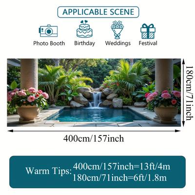 TEMU 2d Door Banner, 1pc Spring Theme Waterfall Garage Door Banner - Vibrant Outdoor Decoration, Durable Polyester, No Electricity Needed For Summer New Year Parties, Themed Events & Garden Decor Image