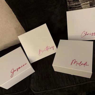 TEMU 1pc Personalized Acrylic & Paper Gift Box - Custom Name In Elegant Cursive Script, Compact Wedding Proposal Bridesmaid Party Anniversary Storage Box, Wedding Gifts Image