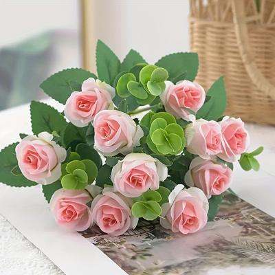 TEMU 1pc Outdoor Simulation Flower Rose, Anti Uv Real Touch, Suitable For Indoor Home And Outdoor Garden Window Decoration , Summer, Autumn, , Season, , Day, Party Activities Image