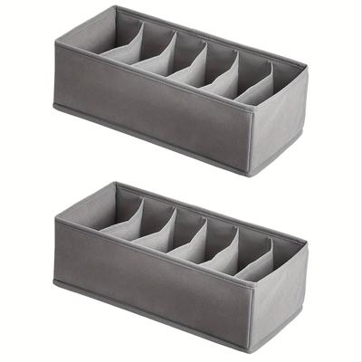 TEMU 2 Pack Of 6cells Foldable Storage Clothes Drawer Organizer Box Wardrobe Storage Box For Underwear, Ties, T-shirts, Socks, Under-bed Storage Image