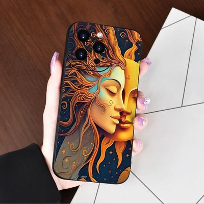 TEMU Sun And Moon Pattern Tpu Phone Case Bundle Compatible With Iphone Se/x/7/8/plus, 11/pro/max, 12/mini/pro/max, 13/mini/pro/max, 14/plus/pro/max, 15/plus/pro/max - Protective Cover Image