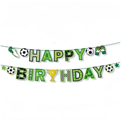"TEMU Soccer Birthday Party Banner - Green Football Theme Decorations With "happy Birthday" Sign, Soccer Cleats & For Boys And Men's Birthday Celebrations" Image