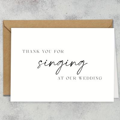 "TEMU 1pc Elegant Wedding Thank You Card For Singers - "thank You For Singing At " In Stylish Cursive Script, Perfect Gift For Wedding , High-quality Paper With Decorative Borders" Image