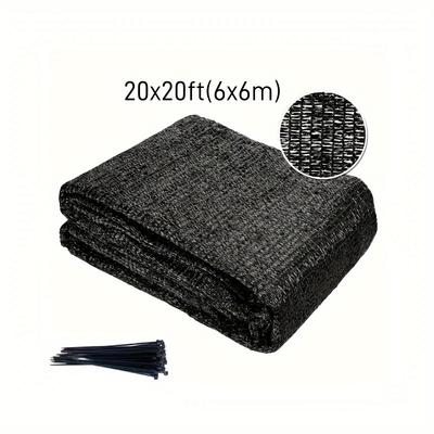 TEMU 1pc 60%(6.1x6.1meter) Black Sun Mesh Shade Cloth, Shade Sail, Shade Curtain, With 20 Tie Strips, Effective Sun Protection And Heat Insulation For Garden Flower Plant Greenhouse Image