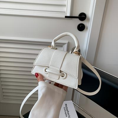 TEMU Women's Handbag - Fashion Design Tote Bag, Women's Mini Crossbody Bag, Trendy Shoulder Bag With 2 Colors In Rose Red And White Image
