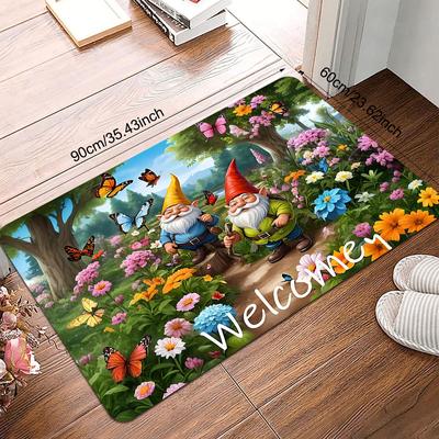 TEMU 1pc Doorway Welcome Mat, 2 Dwarfs And Elements Pattern Printed Mat, Polyester Non-slip Doormat, Polyester Non-slip Floor Mat, Home Decor, Balcony Hallway Foot Mat Image