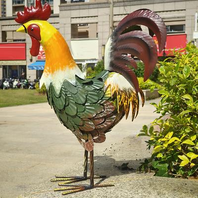 TEMU 1pc Contemporary Metal Rooster Statue, Animal Themed Floor Mount Sculpture, For Garden, Lawn, Porch Decor, Halloween Decoration Image