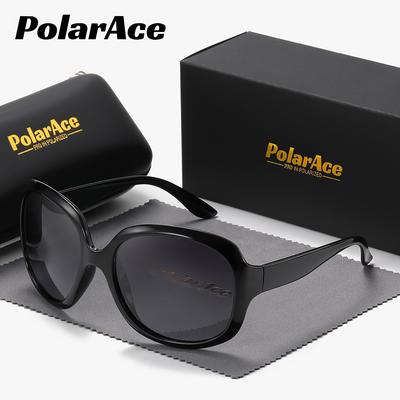 TEMU Polarace High-end Large Oval Fashion Glasses - Protection, Stylish Red Frame, Ideal For Fashionable Outfits & Driving, Includes Polarized Case & Cleaning Cloth Image