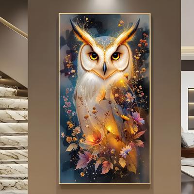 TEMU 5d Diamond Painting Kit - Beautiful Owl & , Round Canvas, No Frame, Home Decor, Birthday Gift, Adult Beginner Craft, 15.75x27.55 Inches, Home Decoration Craft|vibrant Wall Art| , Owl Decor Image
