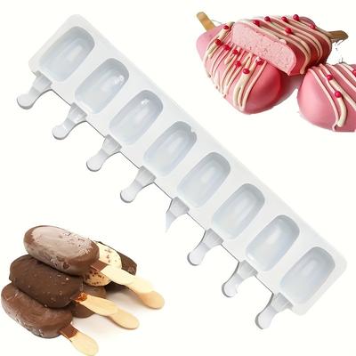 TEMU 8-cup Silicone Ice Cream Mold With Lid - Homemade Ice Cream, Chocolate, And - Classic Shape, Heat-resistant Up To 428°f, Baking Essentials| Cream Mold| Silicone Mold, Ice Cream Maker Image