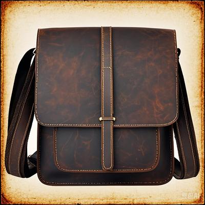TEMU Genuine Leather Shoulder Bag, Fashionable Square Sling Bag Messenger Bag, Crossbody Bag For Hanging Out & Daily , 14-in Laptop Bag Image