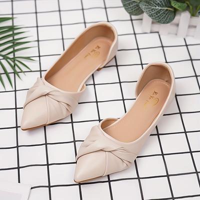 TEMU Chic Women's Pointed-toe Flats With Side Cutout - Versatile Slip-on Style, Lightweight & Comfortable For All Image