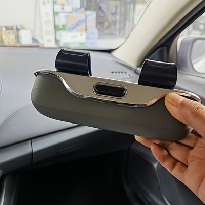 TEMU Portable Car Glasses Case, Car Driving Glasses Holder, Sunshade Glasses Box, Gray Color Image