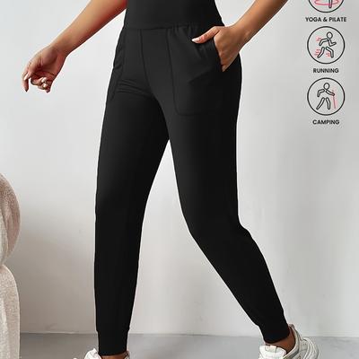 TEMU Women's Yoga Trousers With Side Pockets Jogging Pants Women's Sports Running Nine- Pants Image