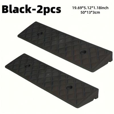 TEMU 2 Sets Of Heavy-duty Portable Plastic Ramps, 19.69x5.12x1.18 Inches With Fixing Screws For Driveways And - Suitable For Cars, Bikes, Equipment, And Wheelchairs - , Non-slip Design For , , Image