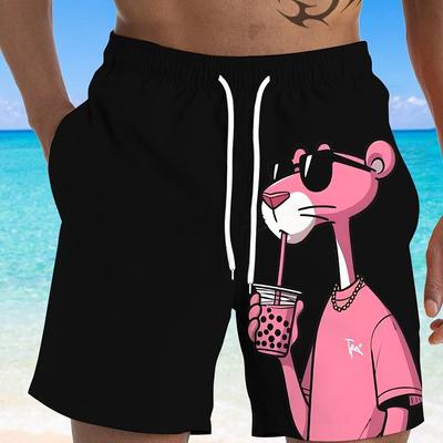 TEMU Men's Plus Size Casual Beach Shorts With 3d - Graphic Design, Regular Fit, Machine Washable For Golf, Summer & Party Wear, Plus Size Image