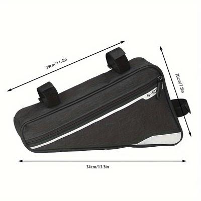 TEMU B-soul Large Capacity Bicycle Top Tube Bag - Polyester Black Cycling Storage For Handlebars, Frame & Fork Mount Image