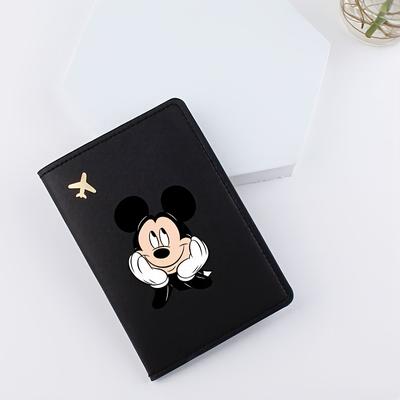 TEMU Stitch & Mouse Passport Holder - Durable High Organizer With Snap Closure, Lightweight Multi-card Id Wallet For Travelers, White, Design, Travel Accessories Image