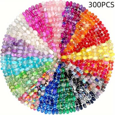 TEMU 300pcs Sparkling Rhinestone-encrusted Acrylic Beads With Large Holes For Making - Bracelets, Necklaces & Earrings Crafting Image