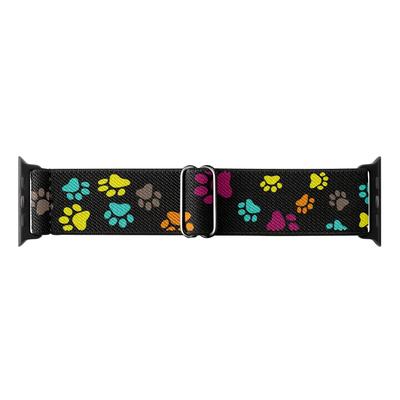 TEMU Paw Print Watch Band - Stretchy Nylon Loop Strap, Water-resistant Elastic Sport Band With Copper For Iwatch Series 10/9/8/7/6/5/4/3/se/ultra, Fits 40mm To 49mm, Design For Image