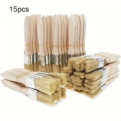 TEMU A Set Of 15 Artpro Multifunctional 1-inch Flat Brushes, Suitable For Painting, Dyeing, Varnishing, , And Diy Tools, Featuring Reusable Synthetic Bristles With A Gourd-shaped Handle. Image