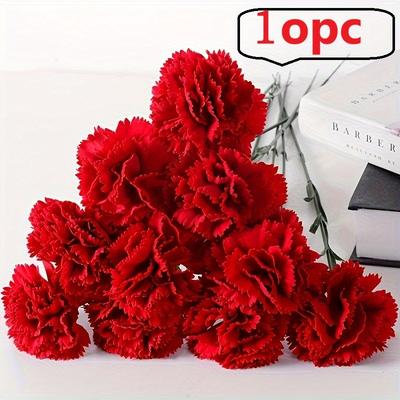 TEMU 10pcs Red Flower Artificial Flowers- Anti-oxidation, Real Touch Fake Flower Decoration, Suitable For Weddings, Birthdays, Anniversaries, And Holidays- Festive , Day, Valentine's Day- Image