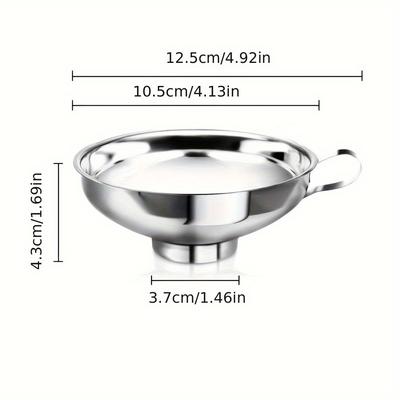 TEMU 1pc Stainless Steel Funnel, Large Diameter, Multi-use For Salad Dressings, Oils, Milk, Sauces, - Kitchen Tool, & Clea Image
