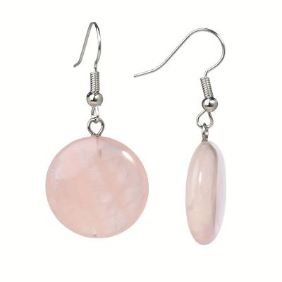 TEMU 1 Pair Natural Stone Bohemian Earrings - Handmade Round Gemstone Dangle Earrings 10 Colors Summer Casual Jewelry For Women, Day Gift & Stone Earrings Image