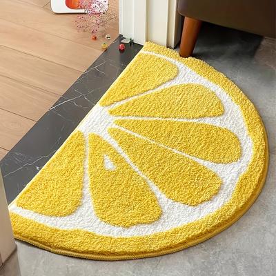 TEMU Soft Plush Yellow Orange Fruit Pattern Doormat - Machine Washable, Non-slip, Absorbent Bathroom Mat For Bedroom, Living Room, Kitchen, Entryway (15.7x23.6 Inches) Image