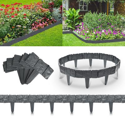 TEMU Lawn Edging Stone Look Mowing Edge Path Edging Bed Edging Flexible Diy Plants Edging 10 Pieces 2.5 M, Gray/ Image