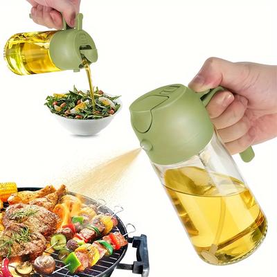 TEMU 1pc 15.89 Oz Plastic Olive Oil Sprayer And Dispenser, 2-in- Spray Bottle For Cooking, Bbq, Air Fryer, Baking, Salad - Quick Mist Press Design Image