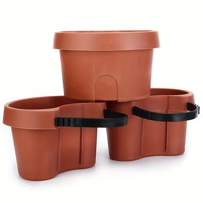 TEMU 3-pack Red Hanging Planters With Adjustable Straps, Plastic Flower Pots For Succulents & Seedlings, Indoor/outdoor Balcony Garden Containers With Drainage Holes Image