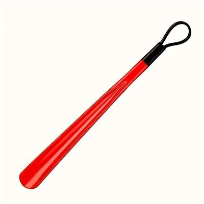 TEMU 1pc Extra Long Flexible Plastic Shoe Horn With Spoon Design - & Lightweight, In Red , High Heels And Tight Spaces, Shoe Accessories Image