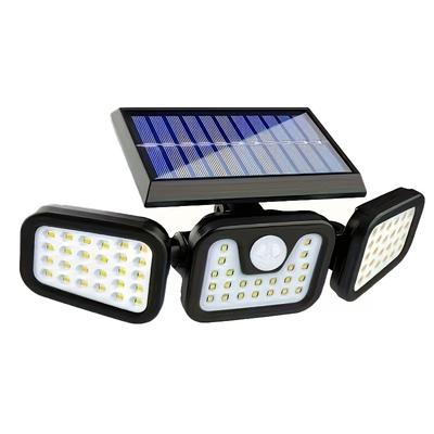 TEMU Outdoor Street Light 74led Solar Floodlight | Three-head Rotating Double Row Lamp Body + Human Sensing | 3 Dimming | 1600mah All-night | Outdoor Yard/garage/walkway Lighting Image