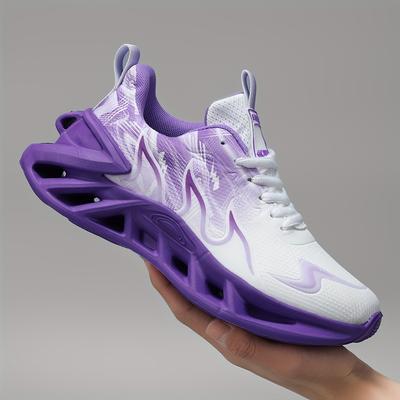 TEMU Breathable Mesh Running Shoes, Comfortable Soft Casual Sneakers, Thick Sole Trendy All-match Purple Women's Footwear, Valentine's Day Birthday Gift, Cute Shoes Image