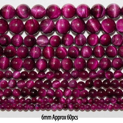 TEMU Efrey 1 Strand Eye Gemstone Beads, High-quality Round Scattered Decorative Stones For Jewelry Making, Fashion Themed, 4/6/8/10/12mm Image