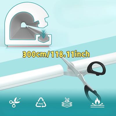 TEMU 1pc 196.85inch Self-adhesive Pvc Style Cable Slot, Floor Wire Protector Line , Easy-to-cut Conduit For Cable Management, Suitable For Home Or Office 39.37/118.11/196.85inch Image