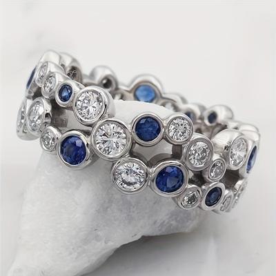 TEMU Exquisite Round Zirconia Decor Ring, Fashionable And Women's Ring, Simple And Ring, Suitable For Women' Commuting Wear Image