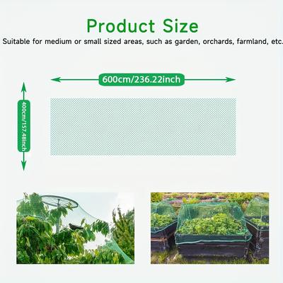 TEMU 13x20ft Pvc Bird Netting For Garden - Reusable, Non-tangled Protective Net To Fruit Trees From Birds And Deer, Light Green, Garden Protection | Birdproofing Netting | Bird Net Image