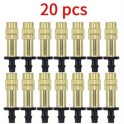 TEMU Copper Fog Nozzle Drippers Set, 10/20/30pcs Adjustable Sprayer For Garden Irrigation, Universal Connector Thread For Europe And America, Yellow Image