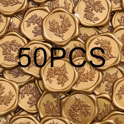 TEMU 25/50/100pcs Metallic Golden Self-adhesive Wax Seal Stickers With Elegant – Shiny Prosecco Golden Finish, Wedding Invitations, Christmas Cards, And Gift Wrapping Image