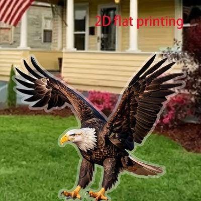 TEMU 2d Flat, 2d Plane Eagle Garden Stake - 13.8 Inch Acrylic Outdoor Lawn Art, Halloween And Holiday Decorations, 2d Flat Image